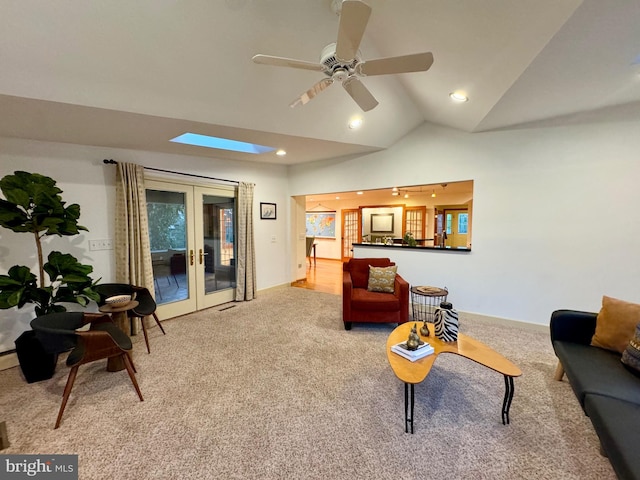307 Homestead Rd, Hershey, PA 17033 - carpeted living area featuring french doors, recessed lighting, vaulted ceiling, and a ceiling fan