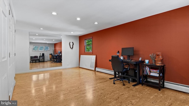 307 Homestead Rd, Hershey, PA 17033 - home office with baseboards, wood finished floors, and recessed lighting