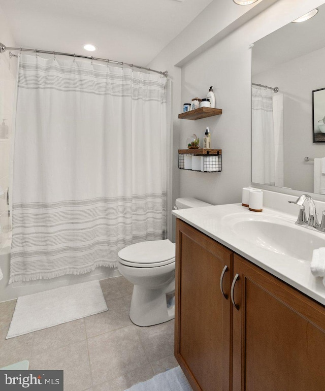 2537 Monarch Way, Bel Air, MD 21015 - bathroom with toilet, vanity, tile patterned flooring, and recessed lighting