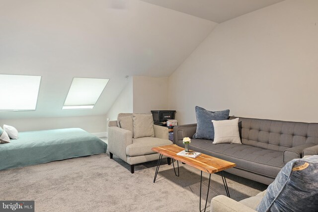 1614 Belle Dr, Annapolis, MD 21401 - living room with vaulted ceiling with skylight and carpet