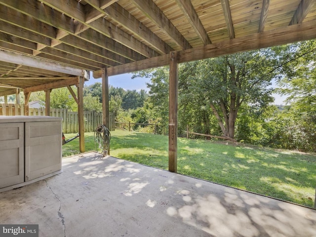 view of patio featuring fence