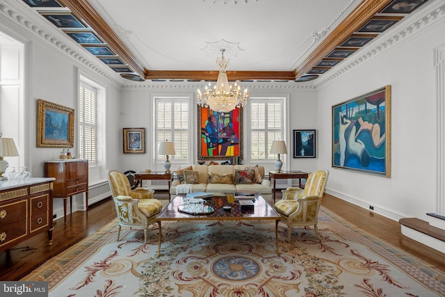 6068 Stoney Hill Rd, New Hope, PA 18938 - living area featuring a chandelier, dark wood-type flooring, and plenty of natural light