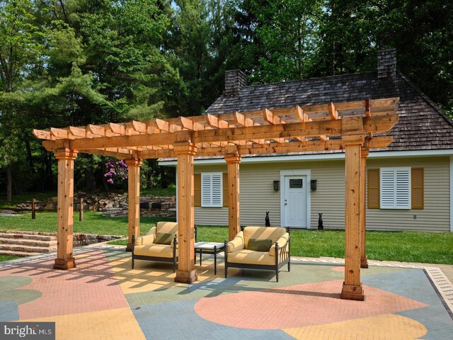 6068 Stoney Hill Rd, New Hope, PA 18938 - view of patio / terrace with a pergola and an outdoor hangout area