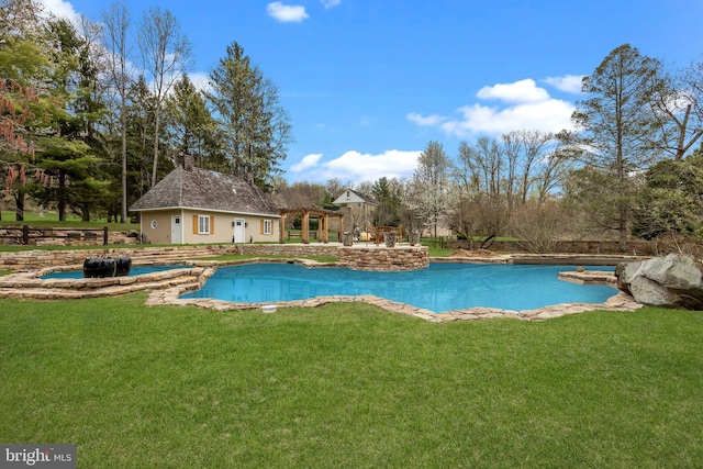 6068 Stoney Hill Rd, New Hope, PA 18938 - view of pool featuring an outbuilding, a covered pool, and a yard