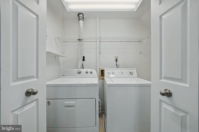 washroom with washer and dryer