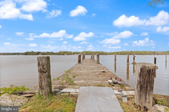 view of dock featuring a water view