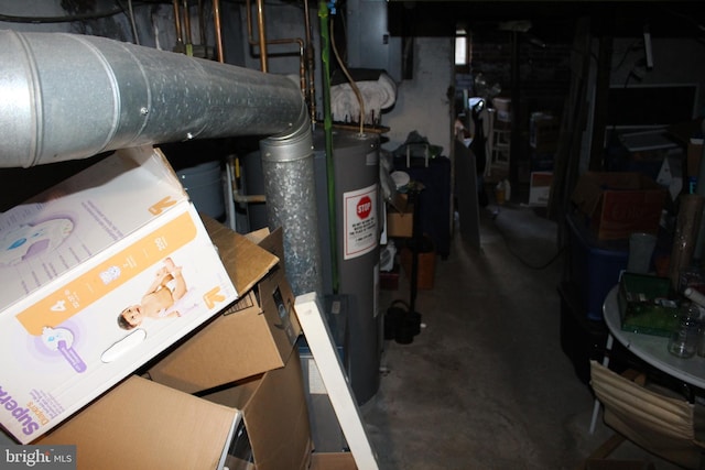 unfinished basement with water heater