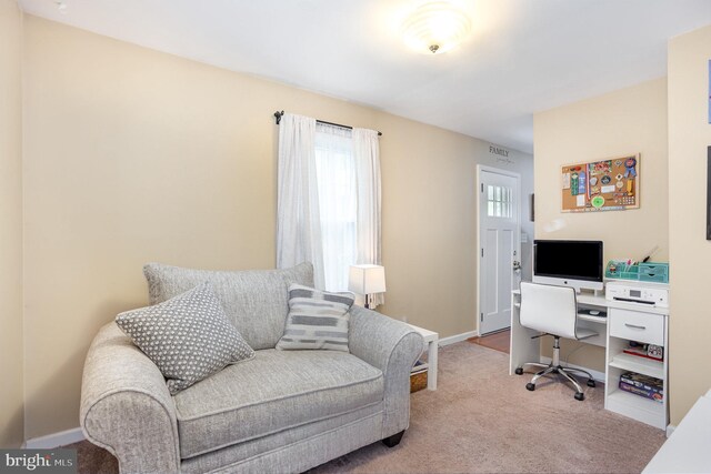 office area with carpet floors and baseboards