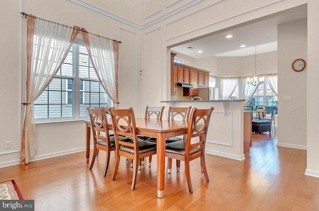 14 Goddard Dr, Cranbury, NJ 08512 - dining area featuring plenty of natural light, light wood-style flooring, a chandelier, baseboards, and recessed lighting