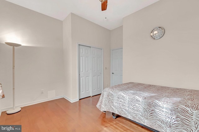 14 Goddard Dr, Cranbury, NJ 08512 - bedroom with wood finished floors, a closet, baseboards, and ceiling fan