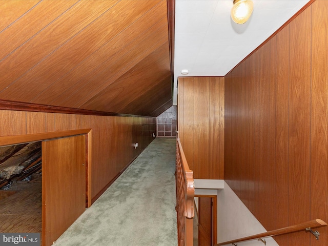 268 Magothy Bridge Rd, Pasadena, MD 21122 - bonus room featuring carpet flooring, wood walls, and vaulted ceiling