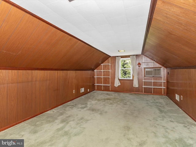 268 Magothy Bridge Rd, Pasadena, MD 21122 - bonus room featuring vaulted ceiling, carpet flooring, and wood walls