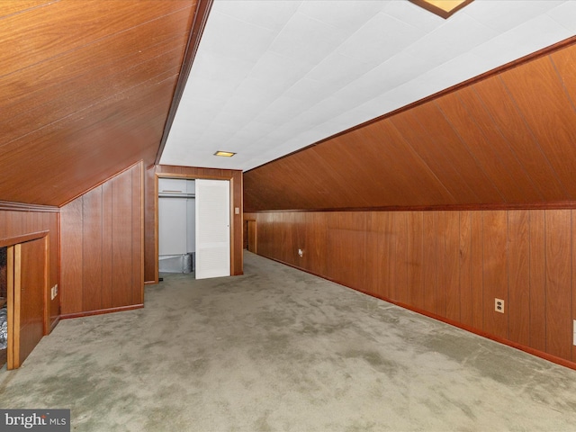 268 Magothy Bridge Rd, Pasadena, MD 21122 - bonus room featuring wooden walls, carpet, and lofted ceiling