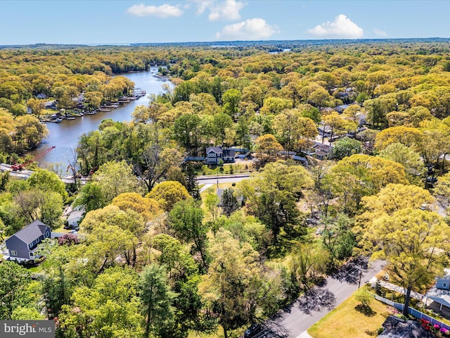 268 Magothy Bridge Rd, Pasadena, MD 21122 - bird's eye view featuring a water view and a wooded view