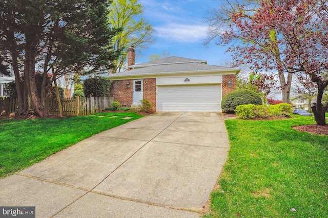 9000 Hunting Horn Ln, Potomac, MD 20854 - view of front of home featuring brick siding, driveway, an attached garage, and a chimney