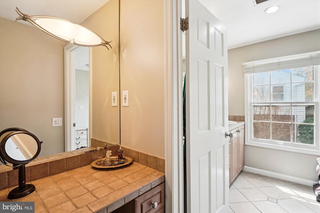 9000 Hunting Horn Ln, Potomac, MD 20854 - bathroom featuring tile patterned floors, baseboards, and recessed lighting