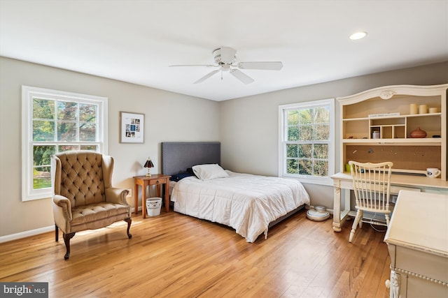 9000 Hunting Horn Ln, Potomac, MD 20854 - bedroom featuring light wood finished floors, recessed lighting, baseboards, and a ceiling fan
