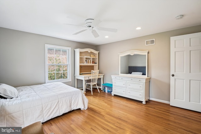 9000 Hunting Horn Ln, Potomac, MD 20854 - bedroom with light wood-style flooring, recessed lighting, ceiling fan, and baseboards