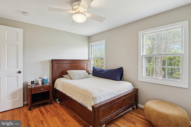 9000 Hunting Horn Ln, Potomac, MD 20854 - bedroom featuring light wood-style floors, ceiling fan, and baseboards