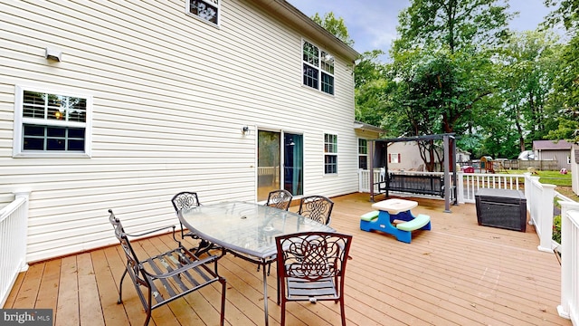 419 Kimberly Way, Felton, DE 19943 - wooden terrace featuring outdoor dining space