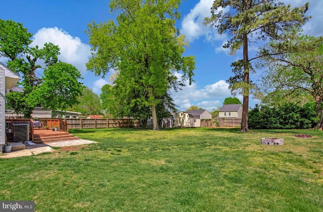 1012 Twin Vw, Glen Burnie, MD 21060 - view of yard featuring a storage shed, a deck, and a fenced backyard