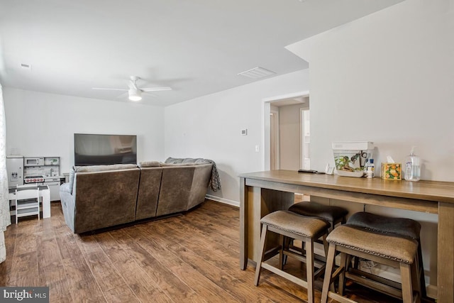 1012 Twin Vw, Glen Burnie, MD 21060 - living room with a ceiling fan, wood finished floors, and visible vents