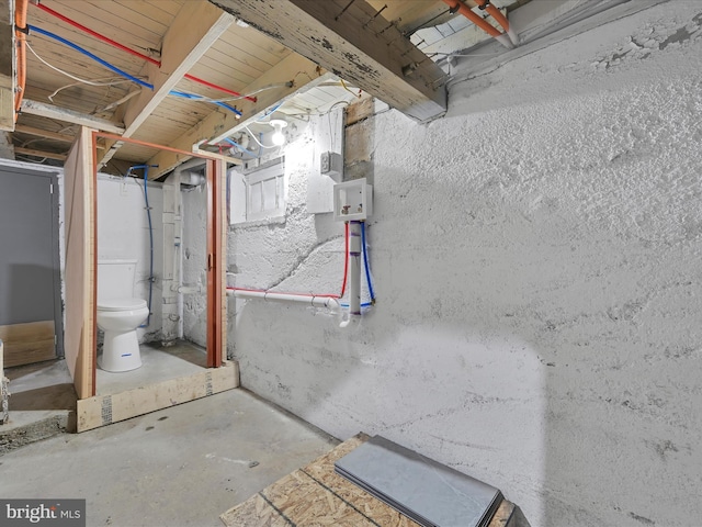 view of unfinished below grade area