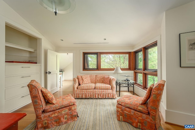 1112 Park St, Charlottesville, VA 22901 - living area featuring lofted ceiling, baseboards, and wood finished floors