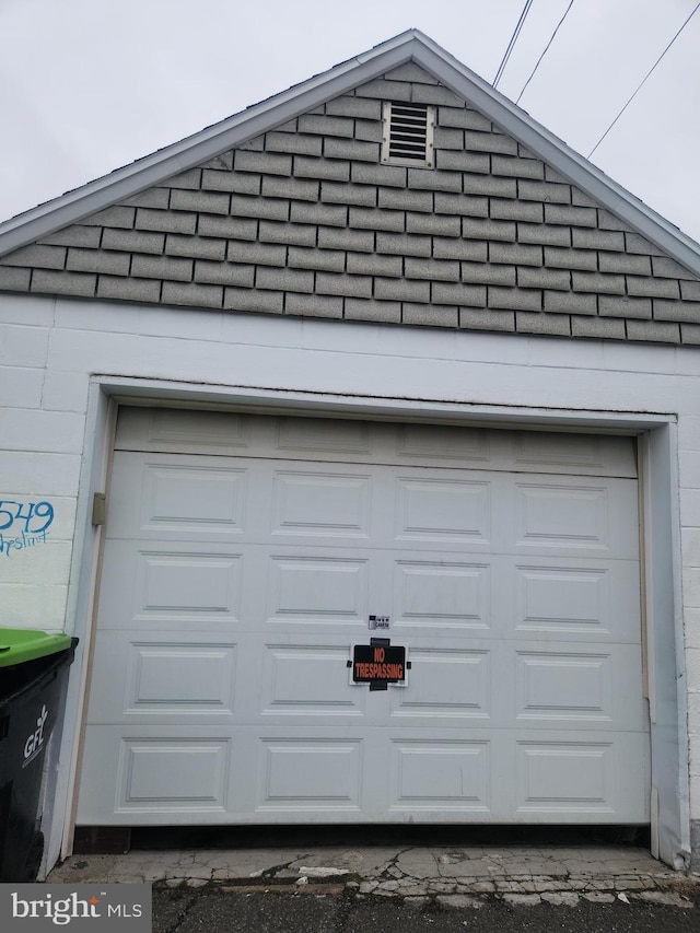 view of garage