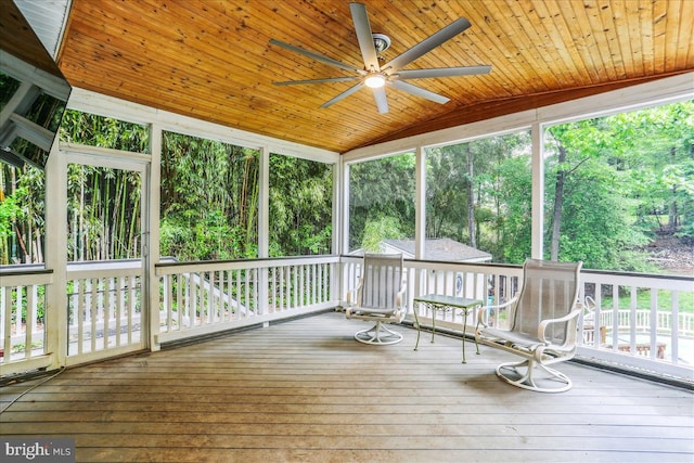 9409 Emory Grove Rd, Gaithersburg, MD 20877 - unfurnished sunroom featuring ceiling fan and lofted ceiling