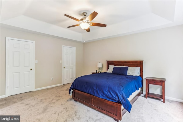 9409 Emory Grove Rd, Gaithersburg, MD 20877 - bedroom with a tray ceiling, carpet, baseboards, and a ceiling fan