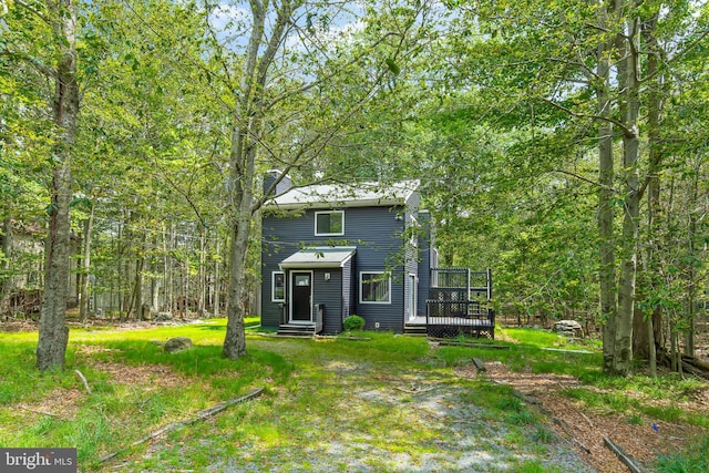 2914 Fairhaven Dr, Tobyhanna, PA 18466 - exterior space with a wooden deck and entry steps