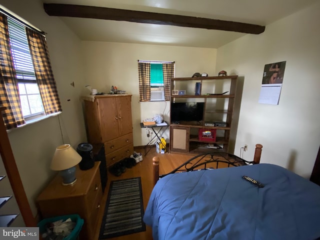 2060 Mahantongo St, Pottsville, PA 17901 - bedroom with beamed ceiling and wood finished floors