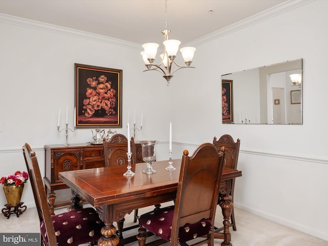 11110 Chambers Ct Unit N, Woodstock, MD 21163 - carpeted dining room featuring crown molding, baseboards, and a chandelier