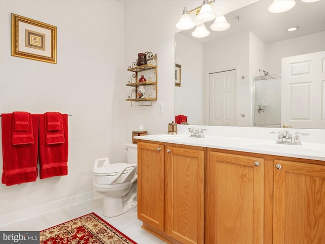 11110 Chambers Ct Unit N, Woodstock, MD 21163 - full bath featuring tile patterned flooring, double vanity, toilet, a shower stall, and a sink
