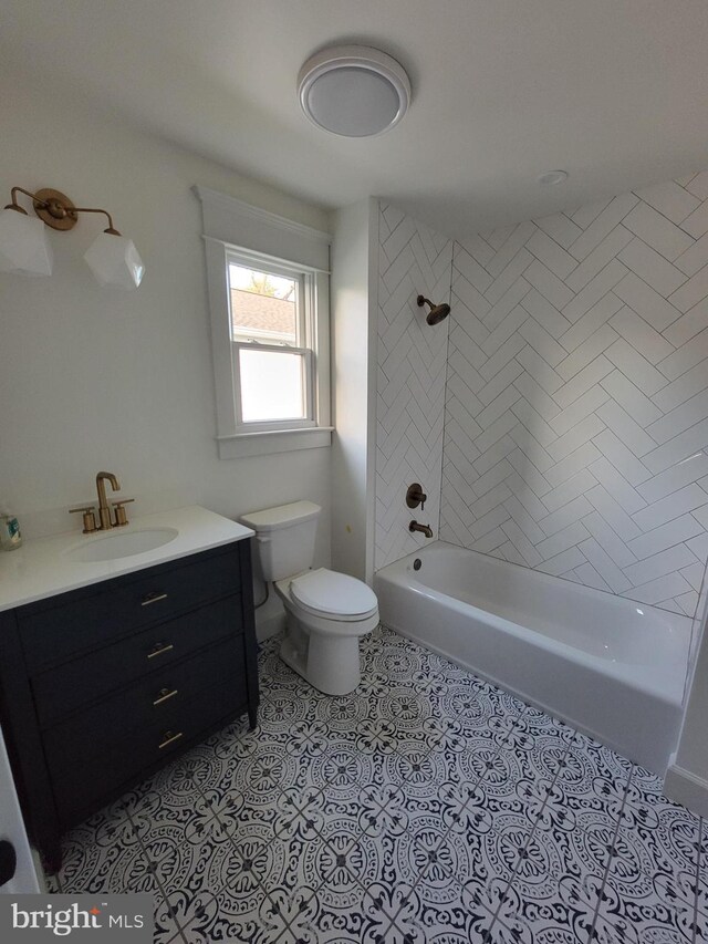 6555 Clagett Ave, Tracys Landing, MD 20779 - bathroom with toilet, vanity, and  shower combination