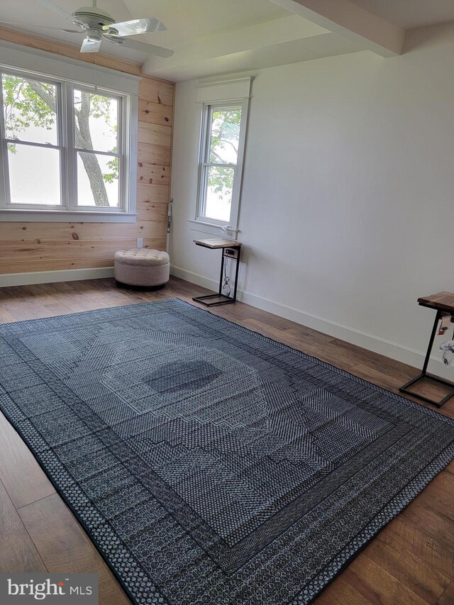 6555 Clagett Ave, Tracys Landing, MD 20779 - exercise room with wood finished floors, ceiling fan, and baseboards