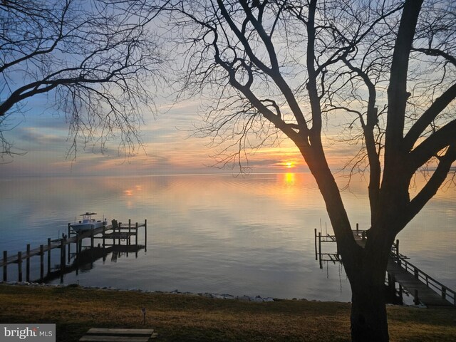 6555 Clagett Ave, Tracys Landing, MD 20779 - dock area featuring a water view and boat lift