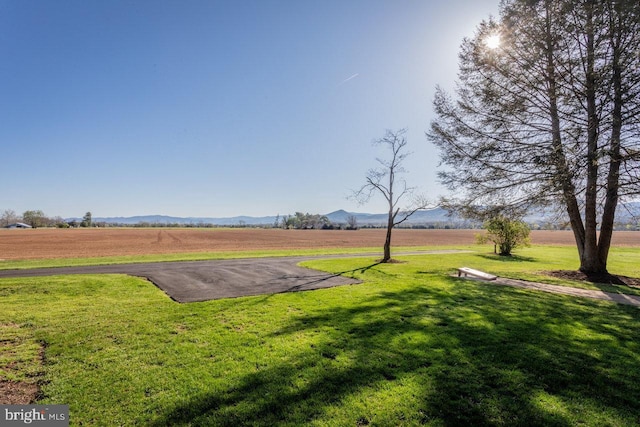 view of yard with a mountain view