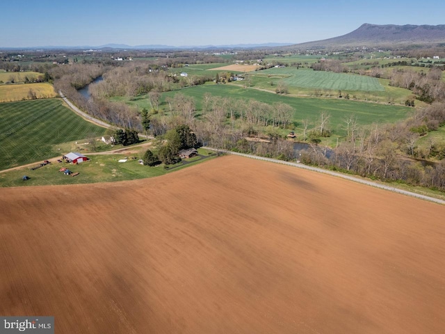 bird's eye view with a rural view and a mountain view