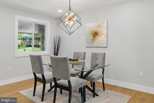 4838 Randolph Dr, Annandale, VA 22003 - dining room with baseboards, recessed lighting, wood finished floors, and a chandelier