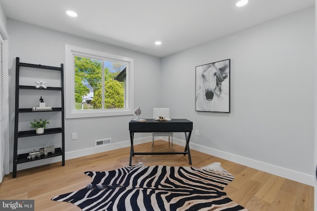 4838 Randolph Dr, Annandale, VA 22003 - office featuring recessed lighting, baseboards, visible vents, and light wood finished floors