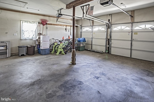 garage with a garage door opener