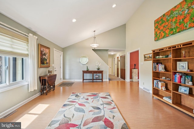 205 S Lehigh Rd, Glassboro, NJ 08028 - living area featuring wood finished floors, recessed lighting, visible vents, and baseboards