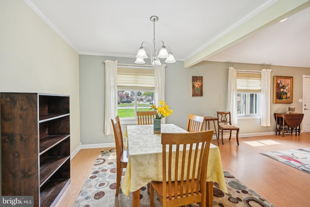 205 S Lehigh Rd, Glassboro, NJ 08028 - dining area featuring ornamental molding, wood finished floors, a chandelier, and baseboards