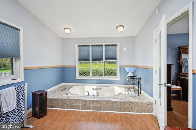 205 S Lehigh Rd, Glassboro, NJ 08028 - full bathroom featuring wood finished floors, a garden tub, and baseboards