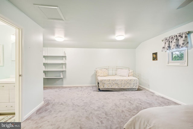 205 S Lehigh Rd, Glassboro, NJ 08028 - bedroom with baseboards, attic access, carpet floors, and ensuite bathroom