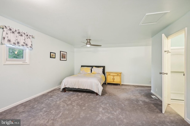 205 S Lehigh Rd, Glassboro, NJ 08028 - bedroom with attic access, ceiling fan, carpet flooring, baseboards, and visible vents