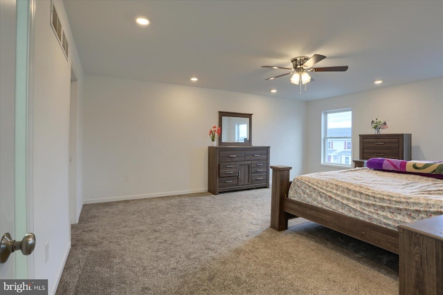 20 Steeple Chase Dr, York Haven, PA 17370 - bedroom with recessed lighting, carpet flooring, a ceiling fan, visible vents, and baseboards