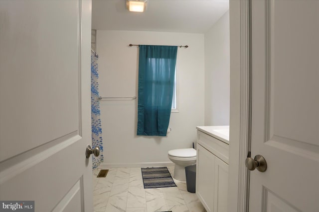 20 Steeple Chase Dr, York Haven, PA 17370 - full bathroom with a shower with shower curtain, toilet, vanity, and marble finish floor